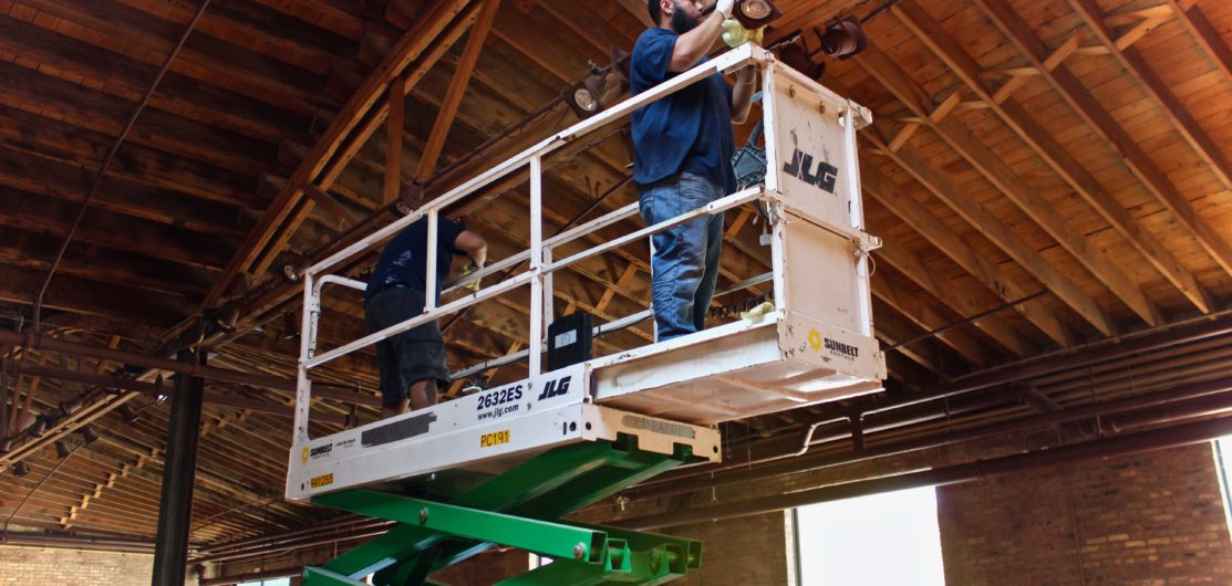 High Dusting Scissor Lift - Blu Commercial Cleaning Chicago